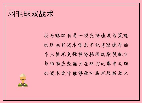 羽毛球双战术