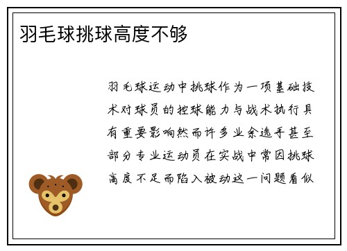 羽毛球挑球高度不够
